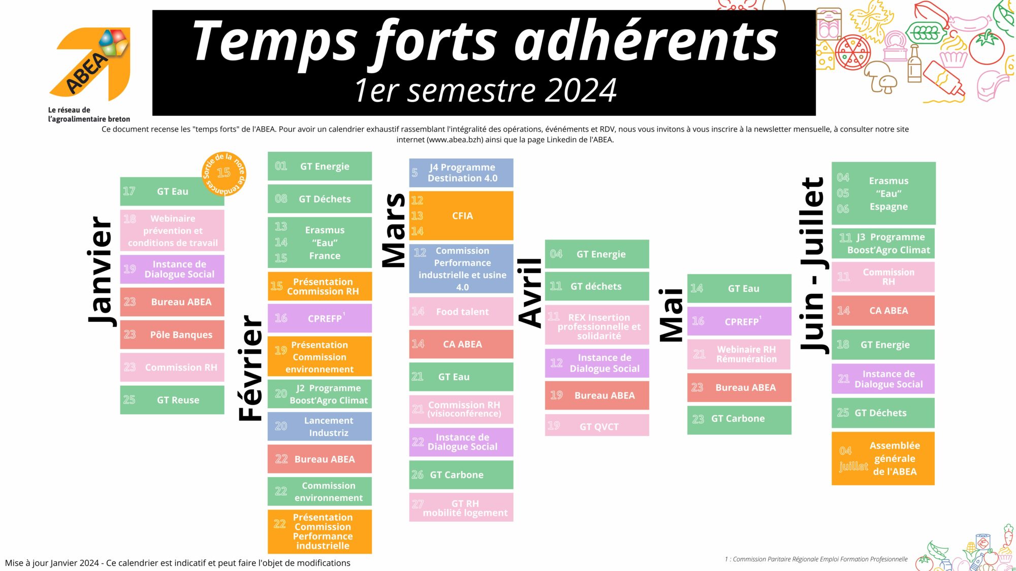 Calendrier 1er semestre 2024 ABEA